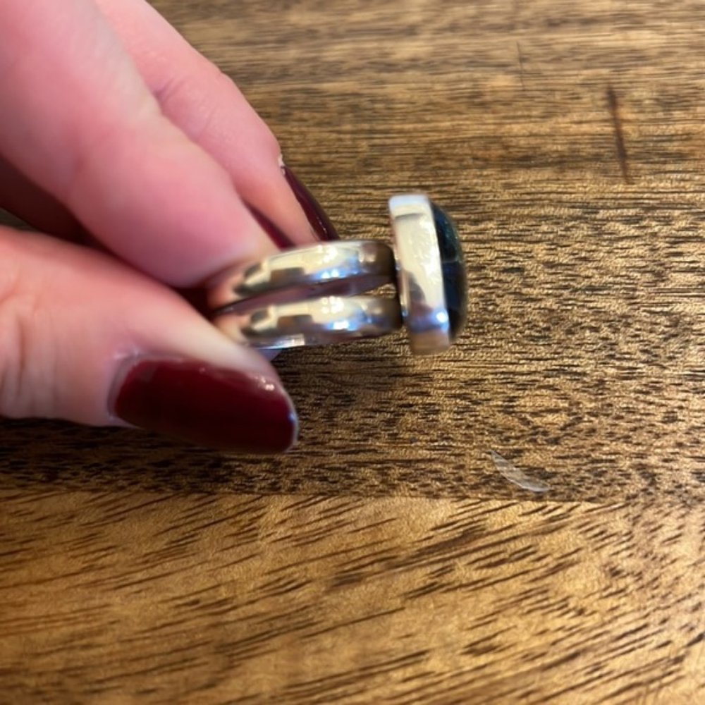 Sterling silver multicolor fused glass ring Size 8 - Picture 4 of 4